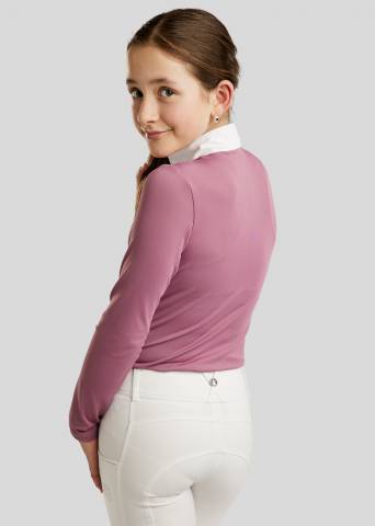 Polo de concours manches longues Mocha - Montar - Cristaux holographiques