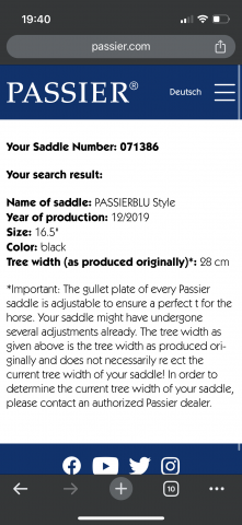 Selle passier Blu 16,5