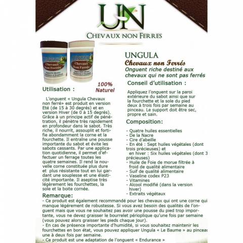 Onguent Chevaux Non Ferr&eacute;s Hiver/Mi-Saison 480ml - Ungula Naturalis
