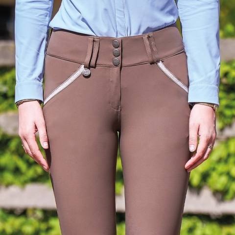 Pantalon d'équitation dame Sofia Grège - Jump'In - Tissu SOFT TEX
