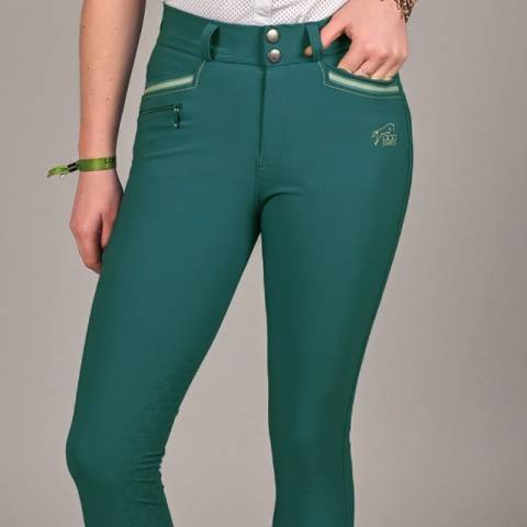 Pantalon d'équitation Junior fille Luna Vert - Jump'In - Grip