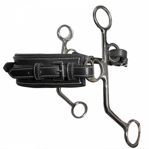 Hackamore cuir branches longues nez rectangle - Jump'in - Cuir havane