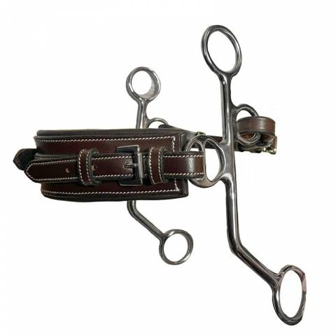 Hackamore cuir branches longues nez rectangle - Jump'in - Cuir havane