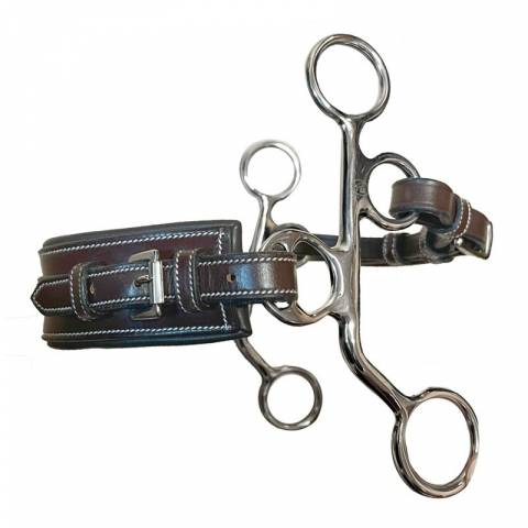 Hackamore cuir petites branches nez rectangle - Jump'in - Inox