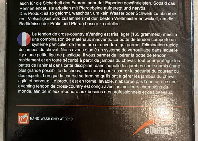Guetres cross Equick Eventing postérieur taille L Neuve