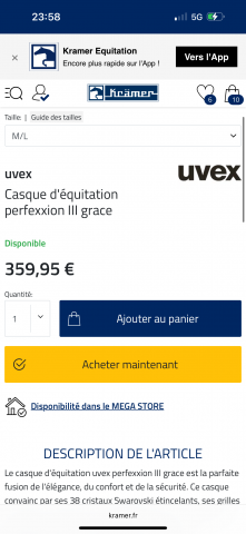 Bombe équitation UVEX