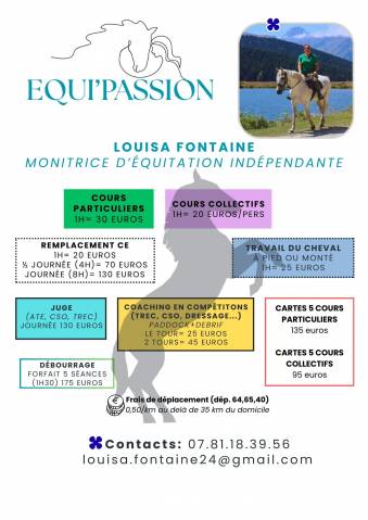 Monitrice d'équitation indépendante equi'passion