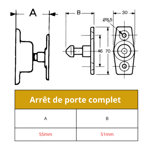 Arr&ecirc;t de porte petit mod&egrave;le 55mm