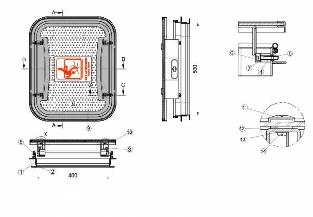 Lanterneau en verre 500x400 - Aluminium