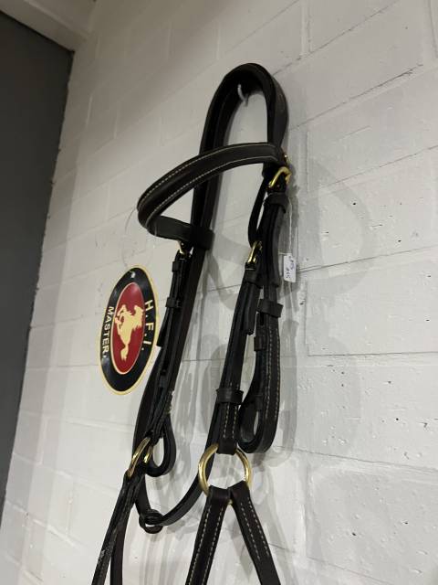 Bridon neuf filet bride cuir marron  muserolle crois&eacute;e 