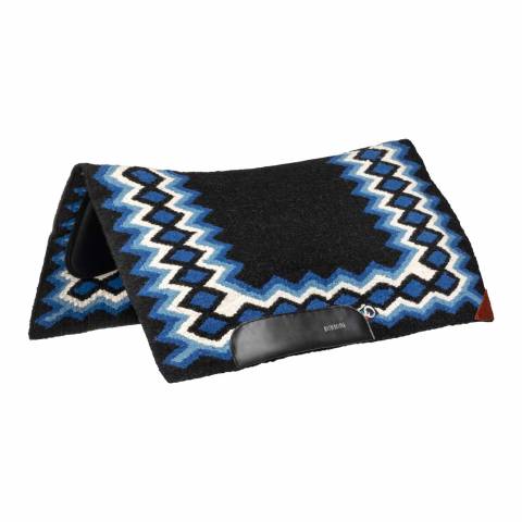 Tapis western bleu / noir show en laine avec rembourrage en dry F - Burioni