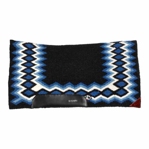 Tapis western bleu / noir show en laine avec rembourrage en dry F - Burioni