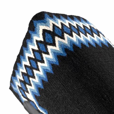 Tapis western bleu / noir show en laine avec rembourrage en dry F - Burioni