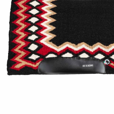 Tapis western show rouge / noir en laine avec rembourrage en dry F - Burioni