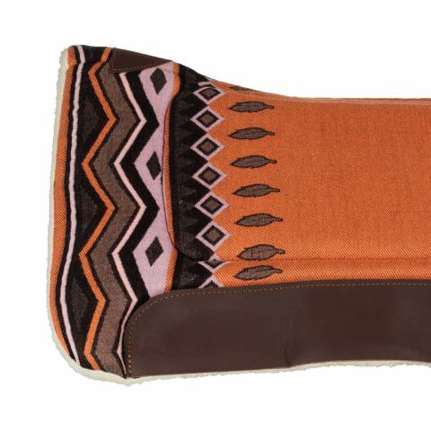 Tapis de selle western orange avec empi&egrave;cements en cuir - Pool's - &Eacute;co laine