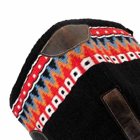 Tapis de selle western en laine avec fond en feutre rouge / noir  - Pool's - Hau