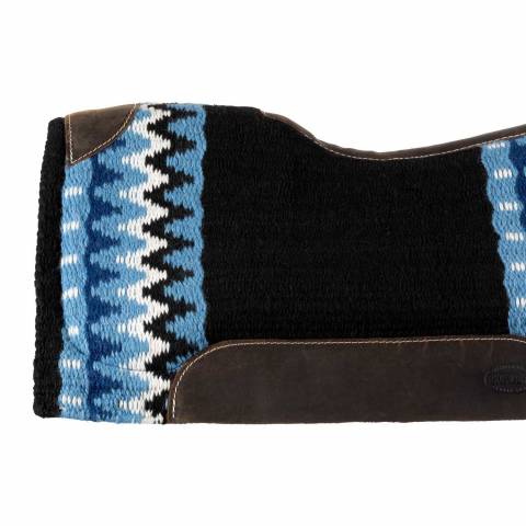 Tapis de selle western en laine bleu / noir - Pool's - Haute qualit&eacute;