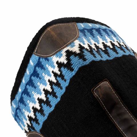 Tapis de selle western en laine bleu / noir - Pool's - Haute qualit&eacute;