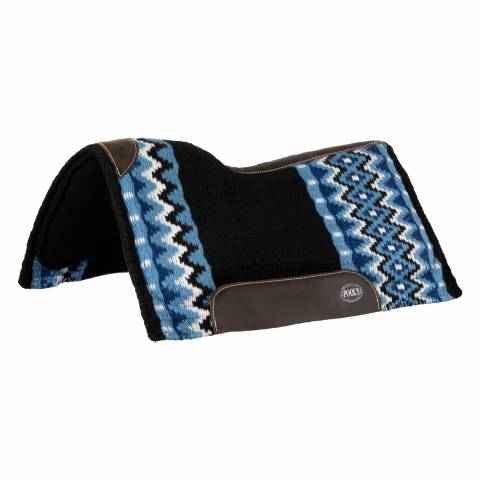 Tapis de selle western en laine bleu / noir - Pool's - Haute qualité