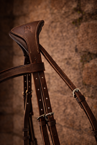 Filet en cuir Elekka et Renes - Taille Cheval - Marron