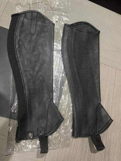 Mini chaps neuf cuir noir d&rsquo;&eacute;quitation mixte femme homm