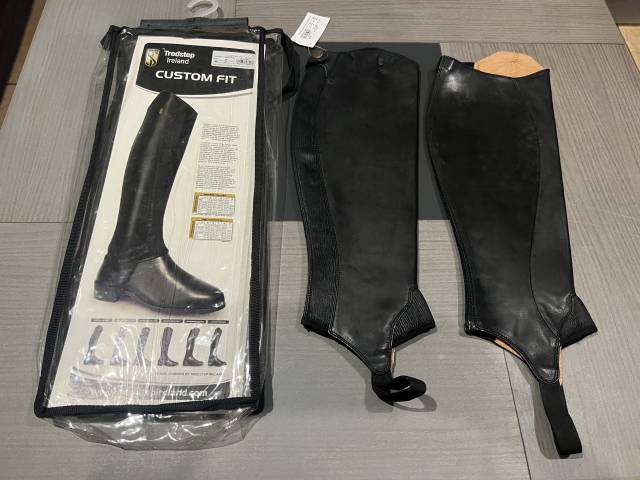 Mini chaps neuf cuir noir d&rsquo;&eacute;quitation mixte femme homm