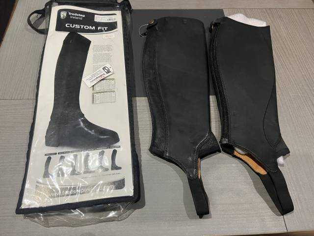 Mini chaps neuf cuir noir d&rsquo;&eacute;quitation mixte femme