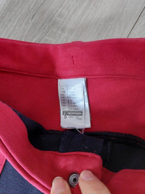 Pantalon d'&eacute;quitation Fouganza 12 ans bleu marine et ro