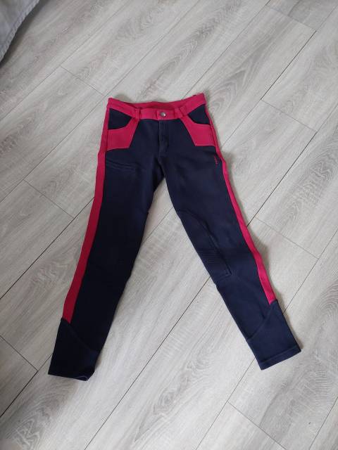 Pantalon d'&eacute;quitation Fouganza 12 ans bleu marine et ro