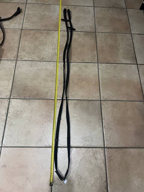 Rênes Tissus toile à arrêtoir en Cuir noir  