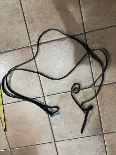 Rênes ouverte Western split reins  Cuir noir lisse 