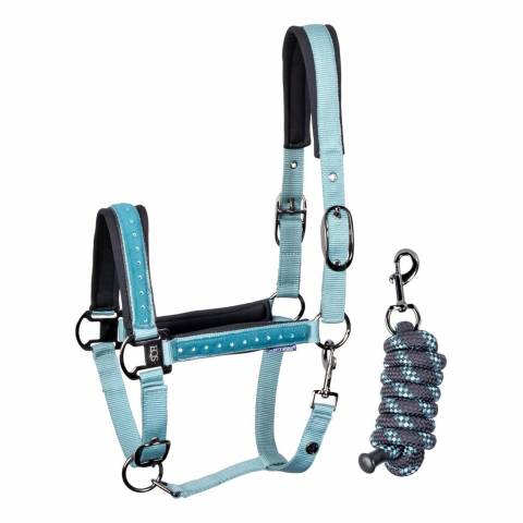 Licol et longe Crystal Turquoise - Harrys Horse - Cristaux scintillants