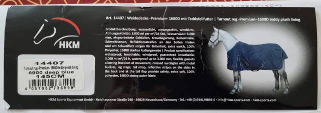 Couverture ext&eacute;rieur cheval 0gr - taille 145 cm - neuve