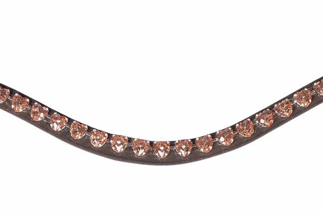 Frontal en cuir Amour - HKM - Cristaux en forme de coeur