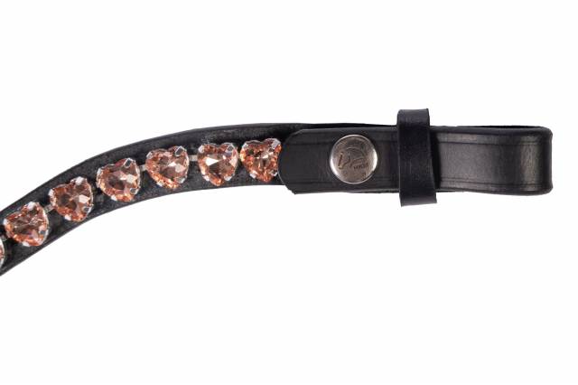 Frontal en cuir Amour - HKM - Cristaux en forme de coeur