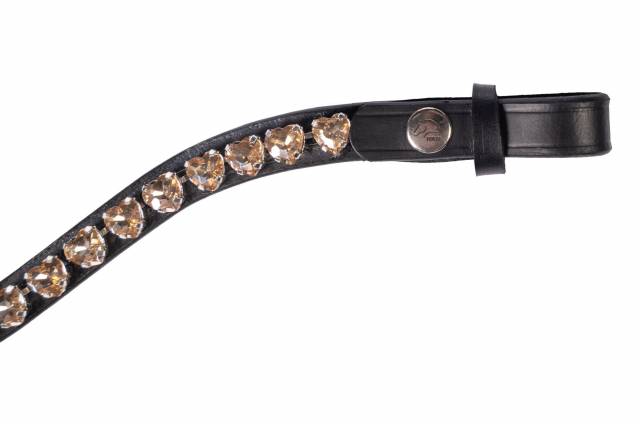 Frontal en cuir Amour - HKM - Cristaux en forme de coeur