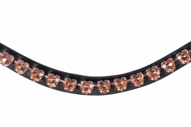 Frontal en cuir Amour - HKM - Cristaux en forme de coeur