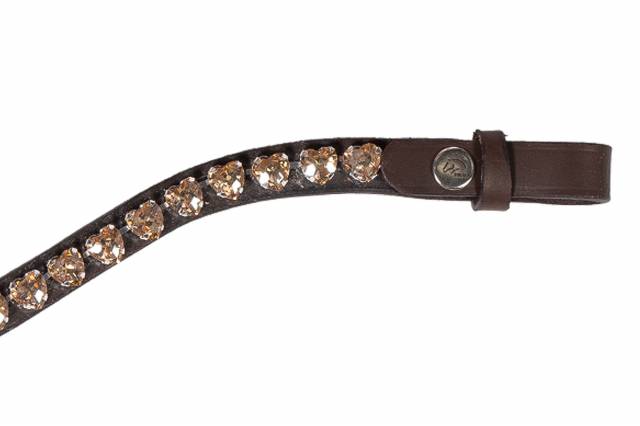 Frontal en cuir Amour - HKM - Cristaux en forme de coeur