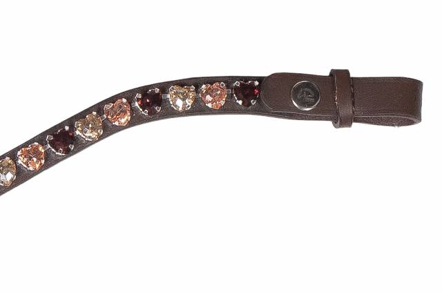 Frontal en cuir Amour - HKM - Cristaux en forme de coeur