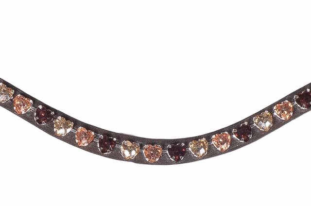 Frontal en cuir Amour - HKM - Cristaux en forme de coeur