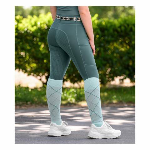 Legging d'&eacute;quitation enfant Ella Vert - Waldhausen - Grip silicone