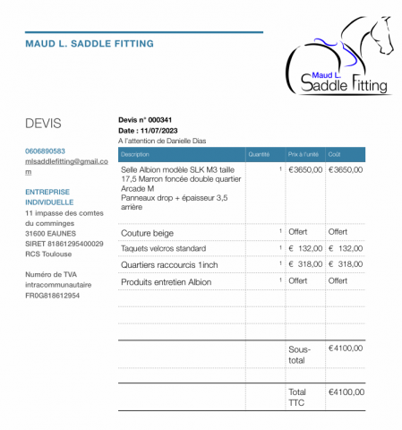 SELLE DRESSAGE ALBION SLK M3 17.5"