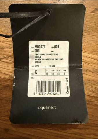 Frac dressage Equiline noir neuf 36