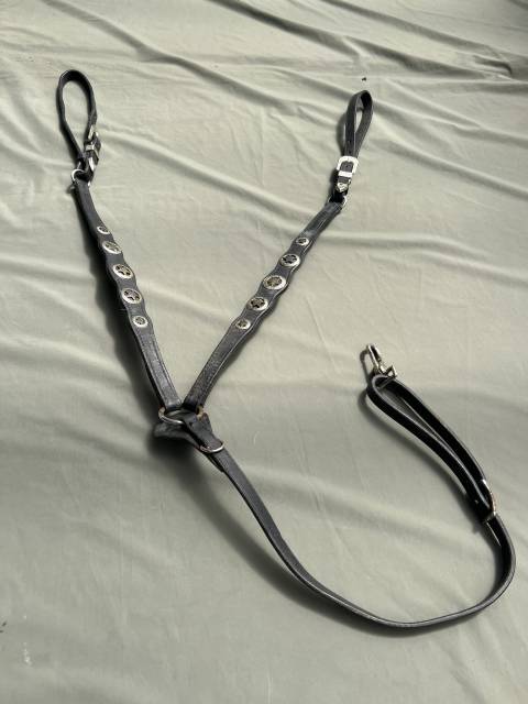 Collier de chasse équitation  Cuir noir étoile en métal