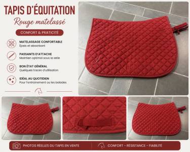 Tapis de selle rouge matelass&eacute; &ndash; &Eacute;l&eacute;gant & confortable