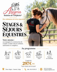 Stages et s&eacute;jours &eacute;questres au Haras Alegria &ndash; R&eacute;alisez
