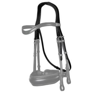 Têtière de bride type dressage cuir plat Noir - Dy'on