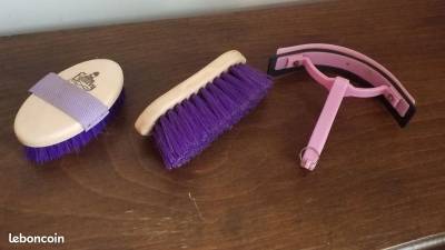 Lot de de brosses d'équitation violettes Fouganza