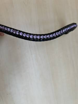 Frontal cristaux violet lavande et noir taille cheval 