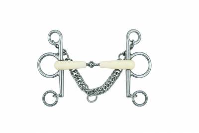Mors pelham long cheeks simple brisure - Happy Mouth - inox et résine